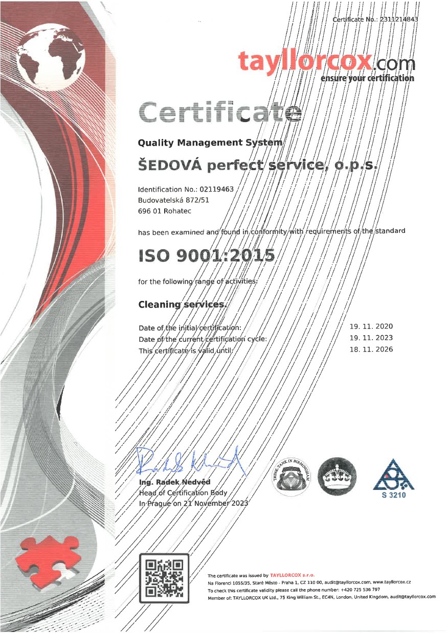 CERTIFIKÁT ISO 9001:2015 A CERTIFIKÁT ISO 14001:2015